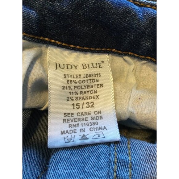 Judy Blue Distressed Skinny Jeans Size 15/32 Denim Ripped Red Plaid Patches - Picture 6 of 10